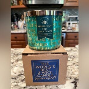 Bath and Body Works Peppermint Hot Chocolate 3 Wick Candle, NEW, Holiday Gift!